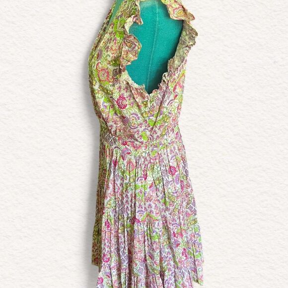 Taylor Floral Tiered Knee Length Ruffle Cap Sleeves V Neckline Women's Dress Med - Picture 4 of 8